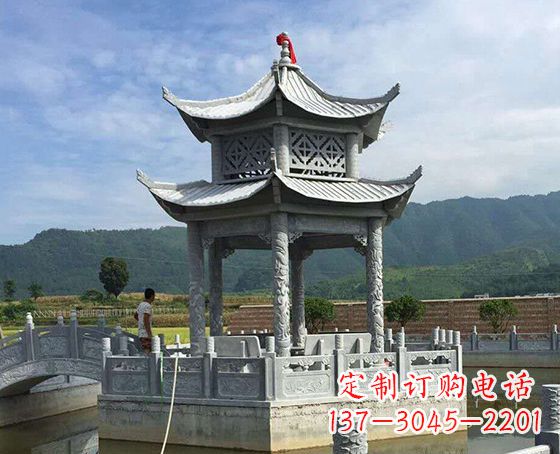 赣州双层仿古凉亭石雕_1