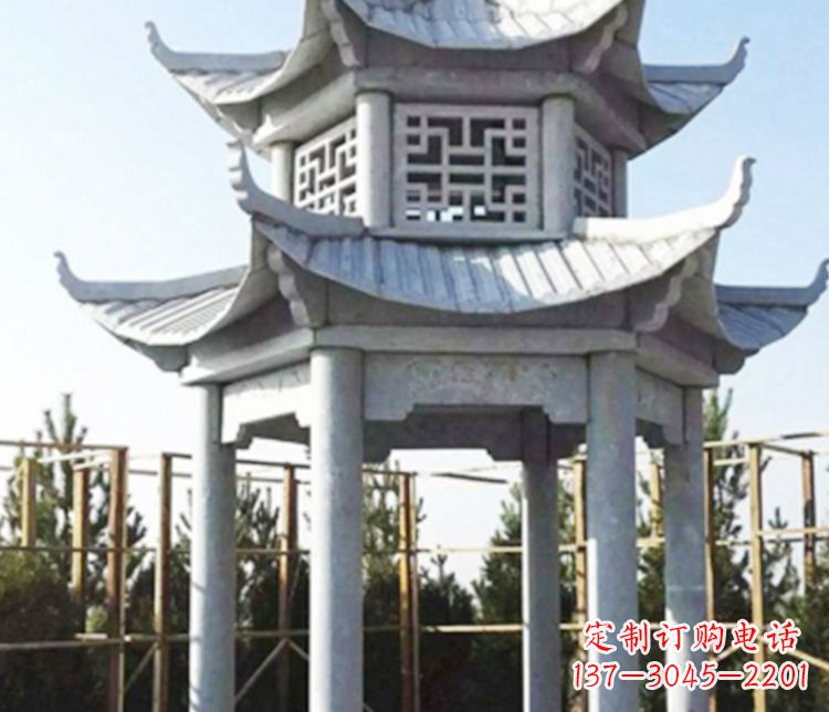 赣州双层仿古石凉亭石雕_2
