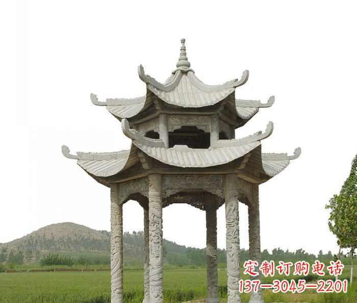 赣州双层仿古石雕凉亭