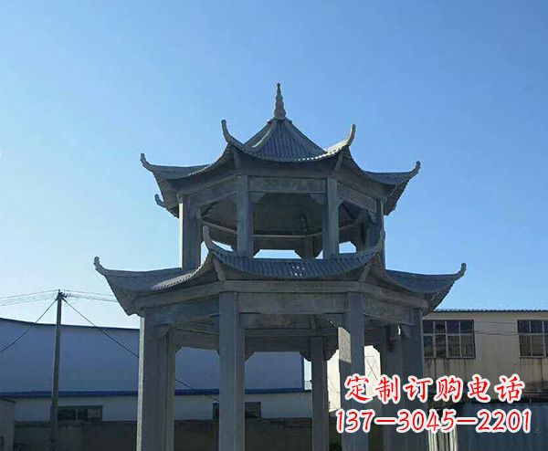 赣州双层仿古石凉亭石雕_1