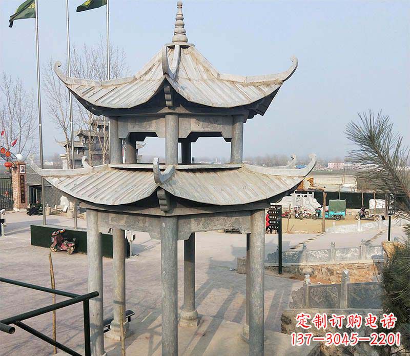 赣州双层户外凉亭石雕