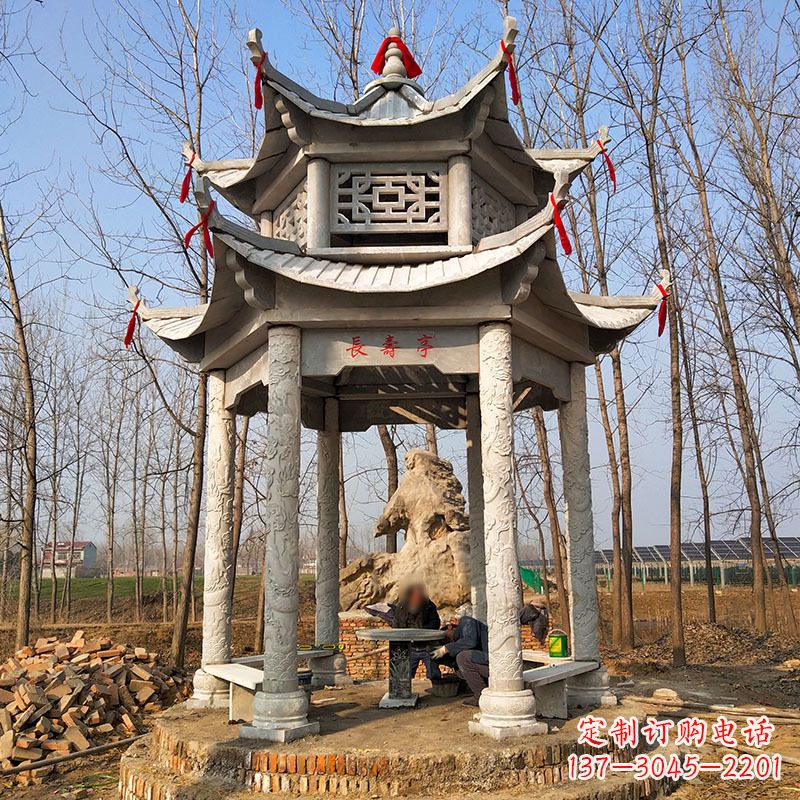 赣州双层六角石凉亭