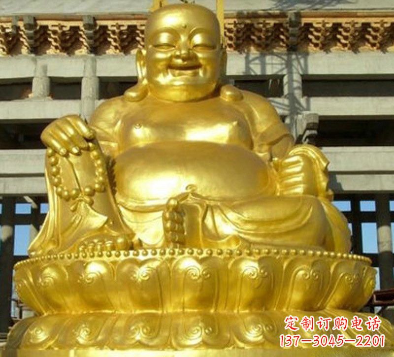 赣州贴金弥勒佛铜雕