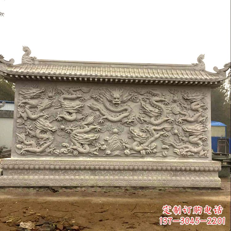 赣州庭院园林九龙壁石雕影壁