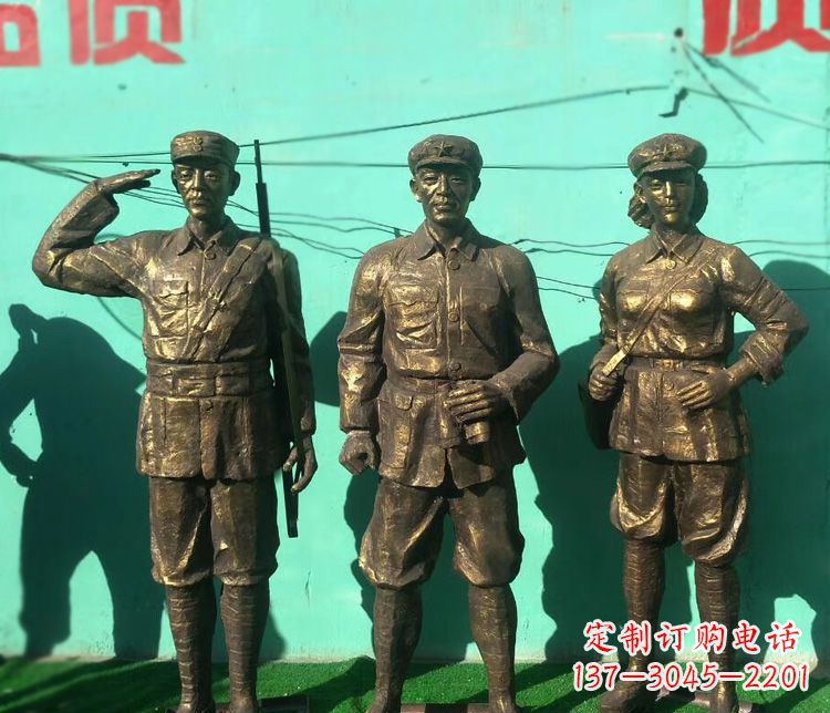 赣州铜雕八路军战士雕塑