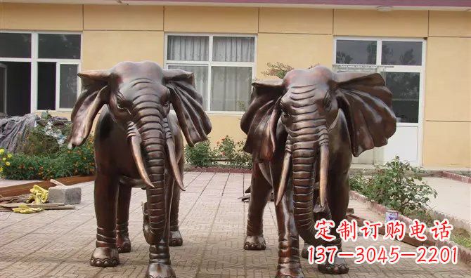 赣州铜雕大象公司门口动物雕塑