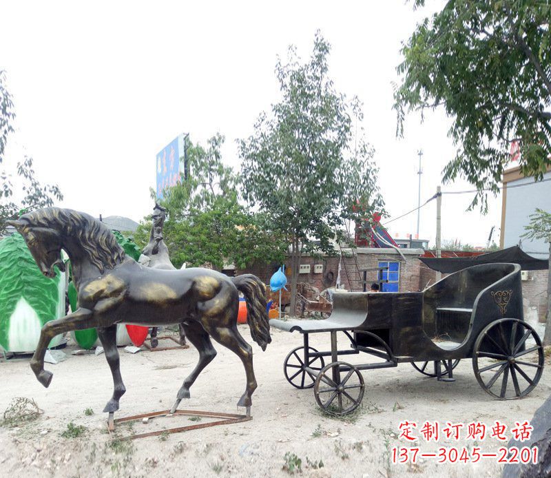 赣州铜雕古代战马景观摆件