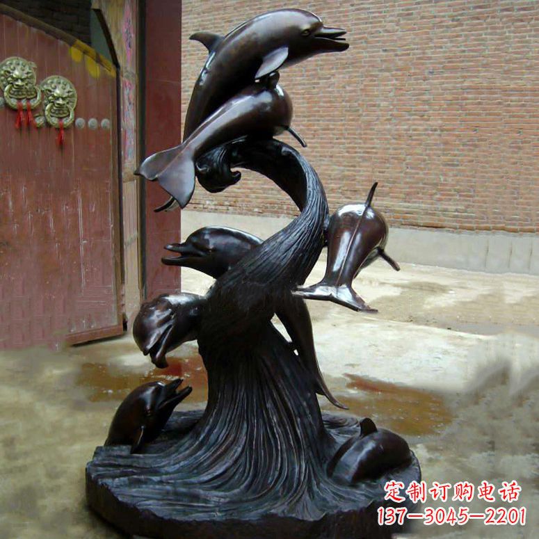 赣州铜雕海豚景观雕塑