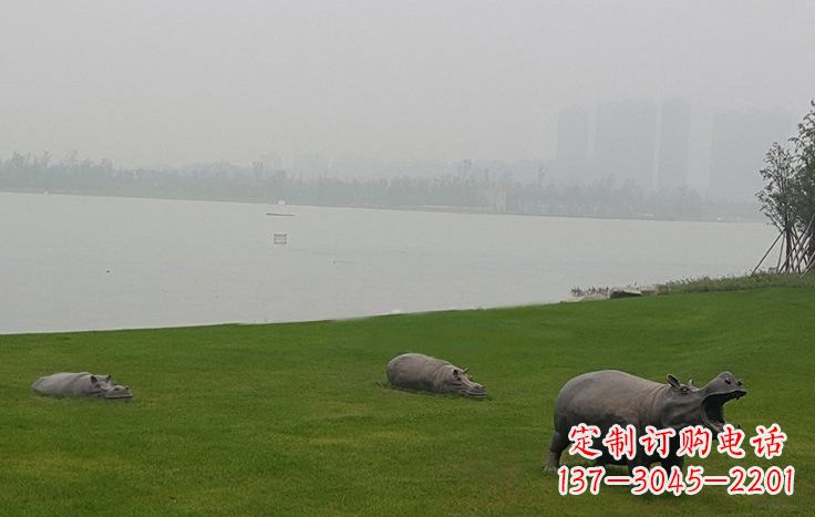 赣州铜雕河马公园动物雕塑