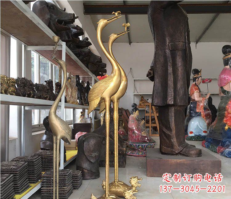 赣州铜雕金属仙鹤动物雕塑