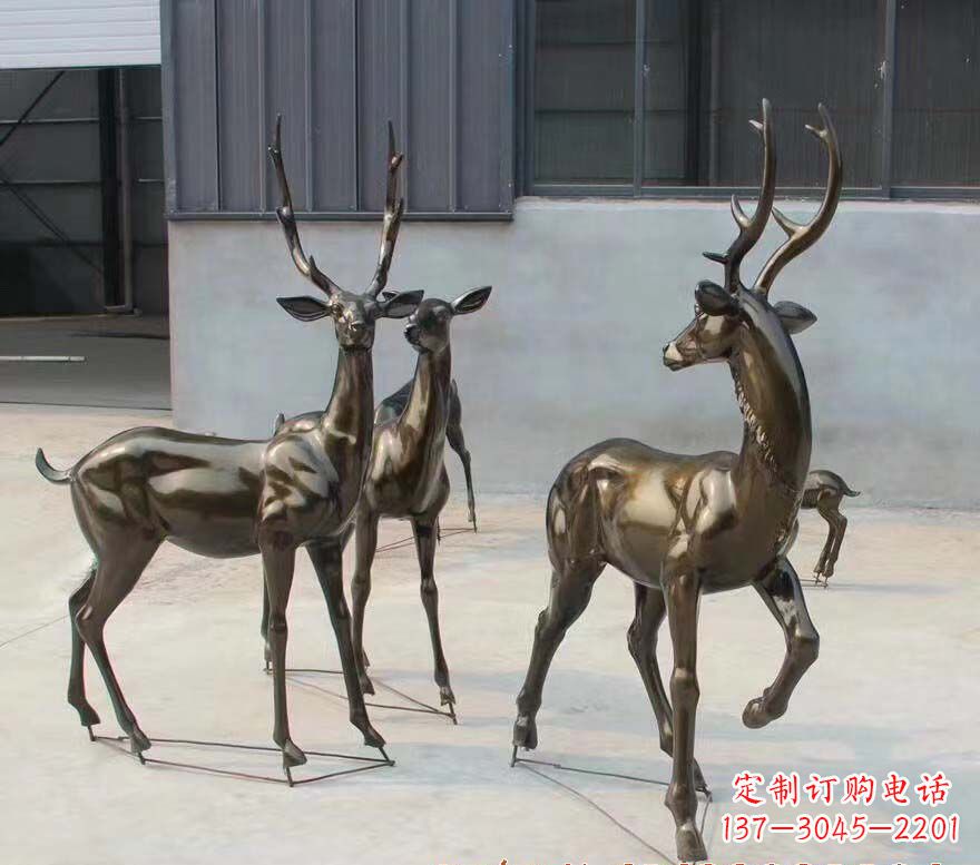 赣州铜雕鹿群雕塑