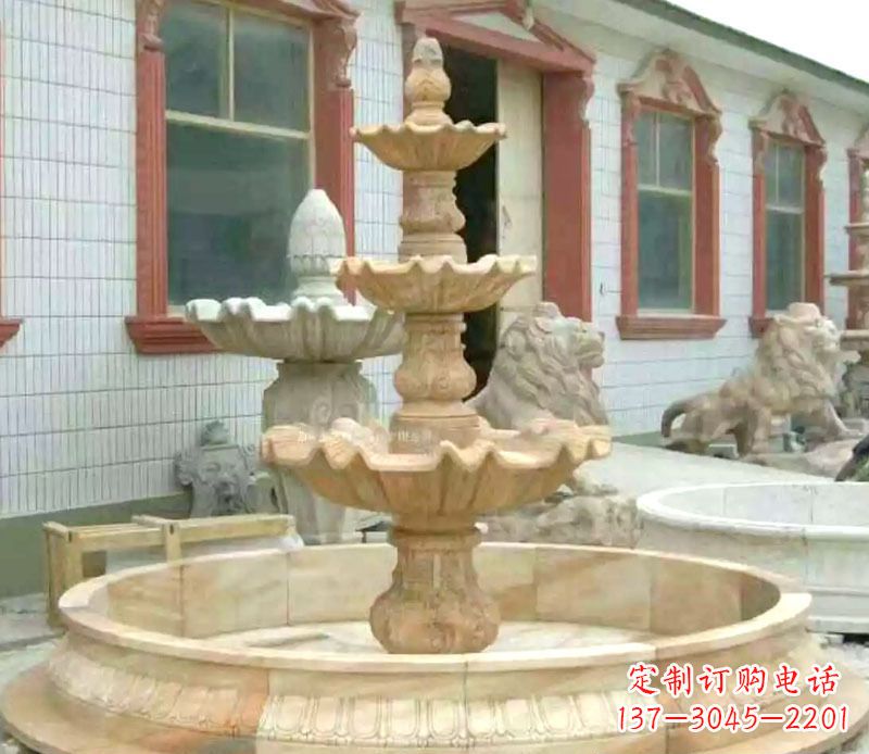 赣州晚霞红大型喷泉石雕 (3)
