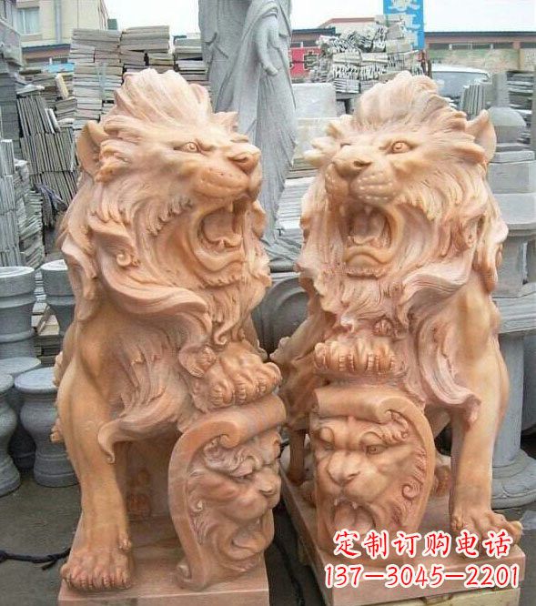 赣州晚霞红盾牌欧式狮子