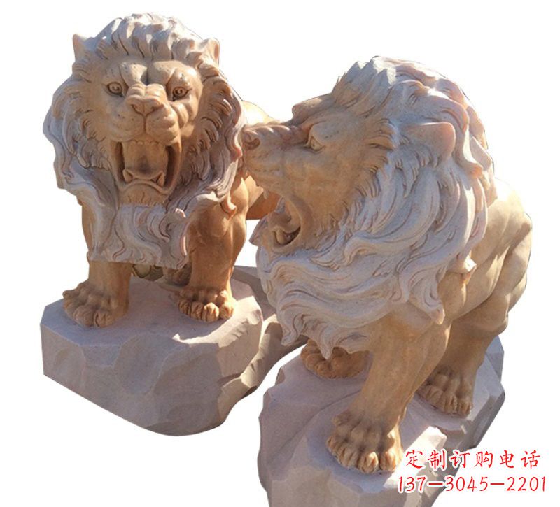 赣州晚霞红欧式西洋狮子雕塑
