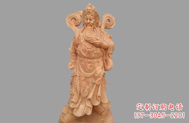 赣州晚霞红武财神关公雕像