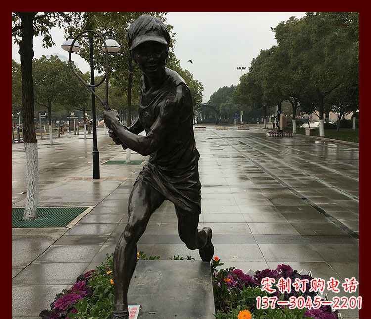 赣州网球运动人物铜雕