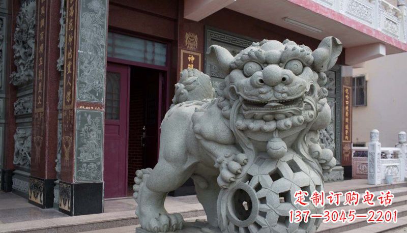 赣州网球狮石雕南方狮子雕塑