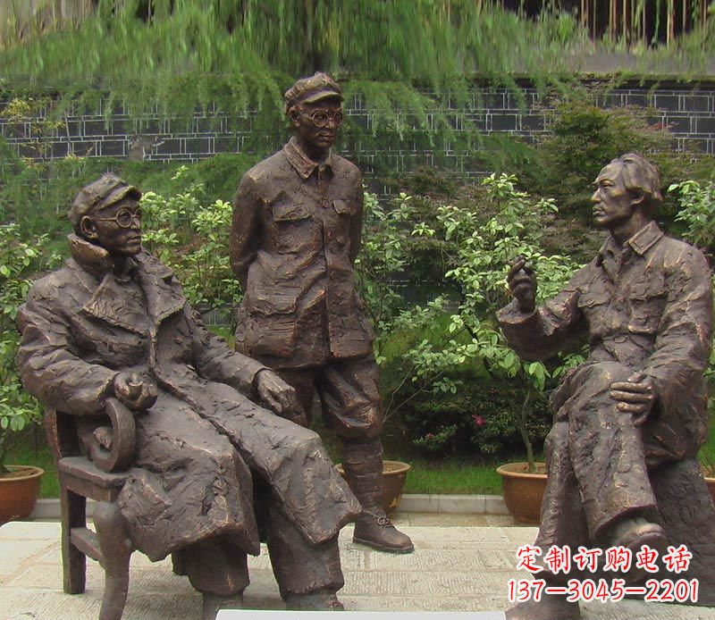 赣州伟人毛泽东刘伯承铜雕