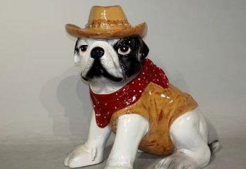 赣州任性可爱的牛仔造型斗牛犬雕塑