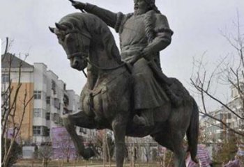 赣州精致雕刻成吉思汗青铜骑马