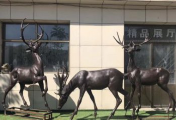 赣州群鹿铜雕塑，艺术精雕细琢