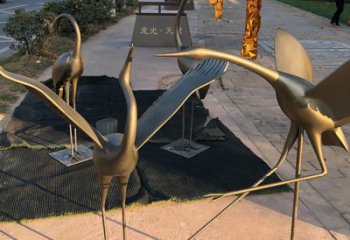 赣州上海不锈钢动物鹤雕塑，精美绝伦
