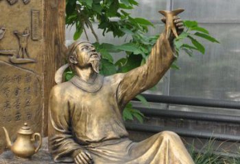 赣州象征文学大师李白的铜雕像