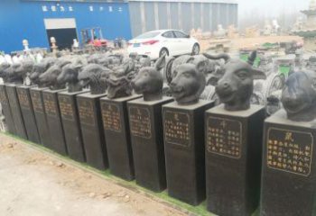 赣州中领雕塑：十二生肖头像动物石雕
