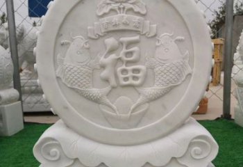 赣州装饰福字图案的雕塑石门墩