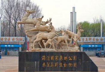 赣州梅花鹿雕塑——令公园更美丽
