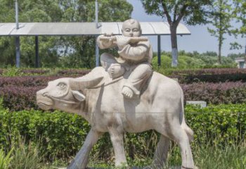 赣州石雕牧童牛雕塑，让传统气息永存