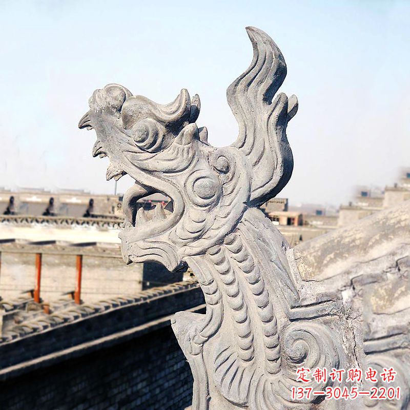 赣州屋脊鸱尾螭吻雕塑-古建装饰神兽动物雕塑