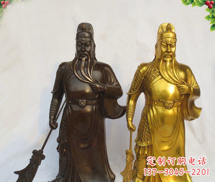 赣州武财神持刀关公铜雕 (2)
