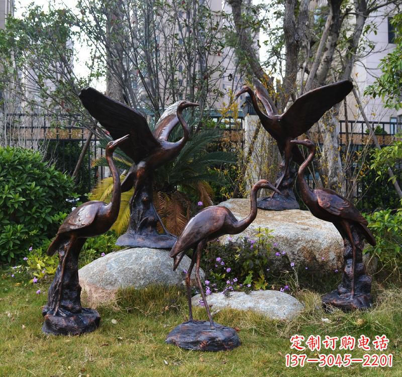 赣州仙鹤铜雕塑 (2)