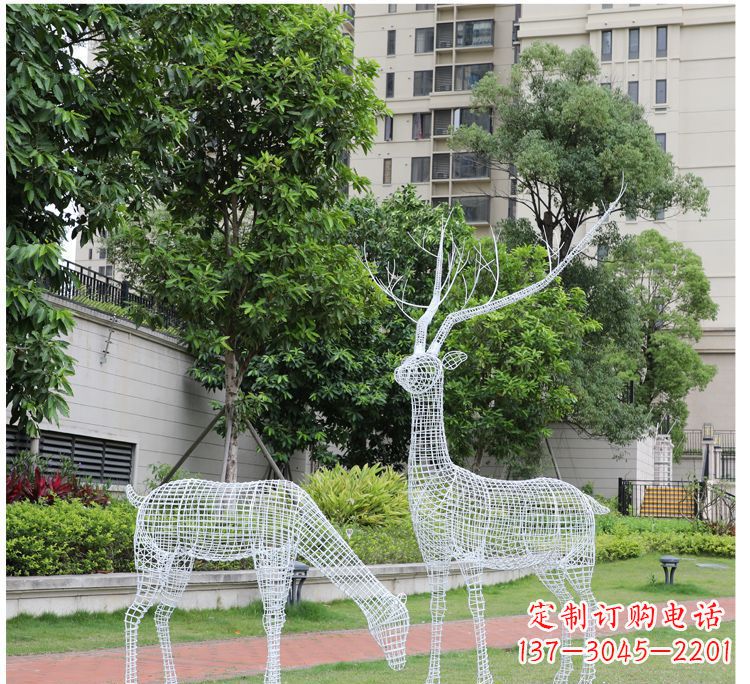 赣州小区不锈钢镂空梅花鹿鹿雕塑