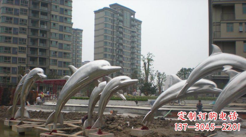 赣州小区不锈钢跳跃海豚雕塑