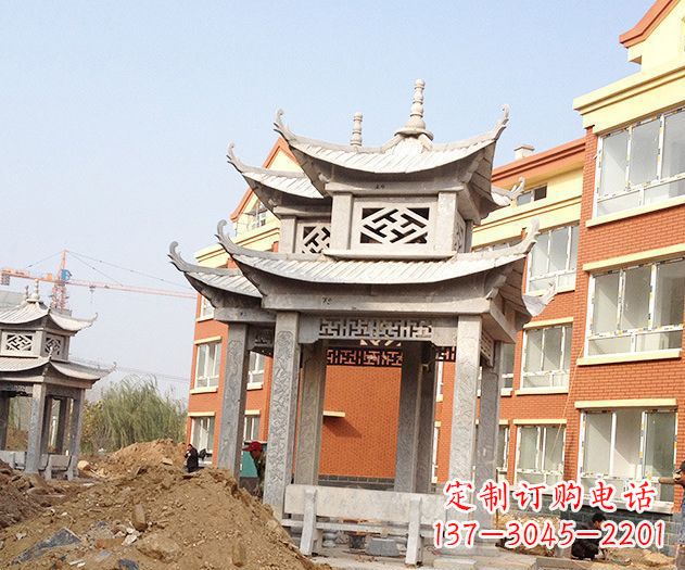 赣州小区景观大理石凉亭石雕