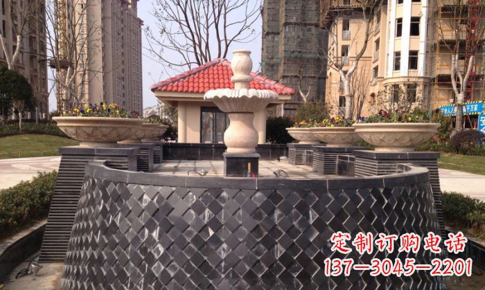 赣州小区景观大理石喷泉石雕 (3)