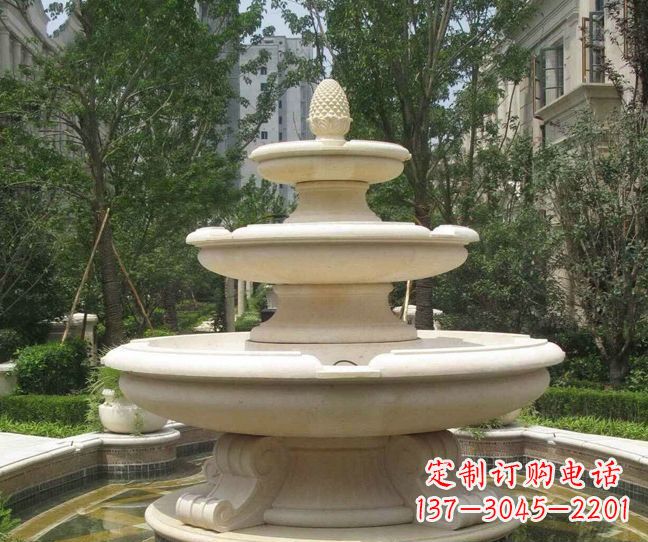赣州小区景观晚霞红多层喷泉石雕
