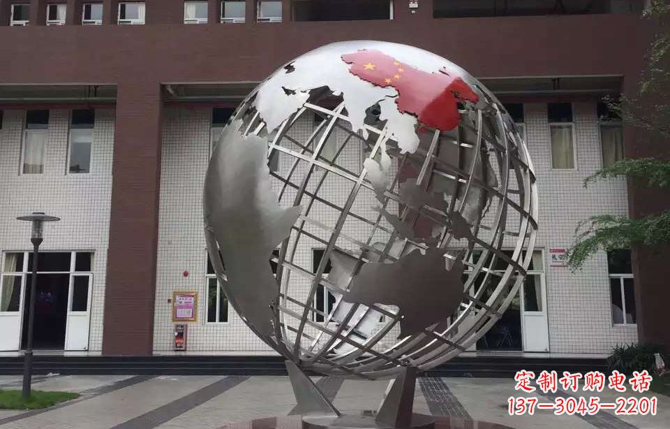 赣州校园不锈钢地球仪雕塑 (4)
