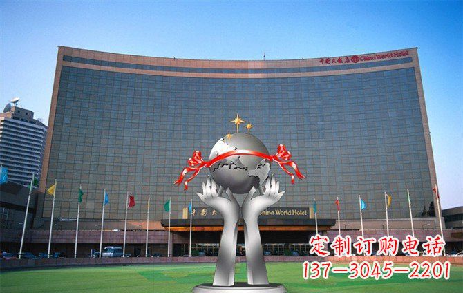 赣州校园不锈钢双手捧地球雕塑