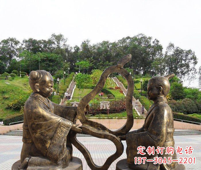 赣州校园抽象孔融让梨铜雕