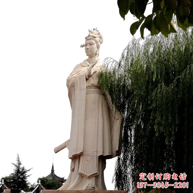 赣州虞姬砂岩石雕-景区园林古代人物著名美女雕像