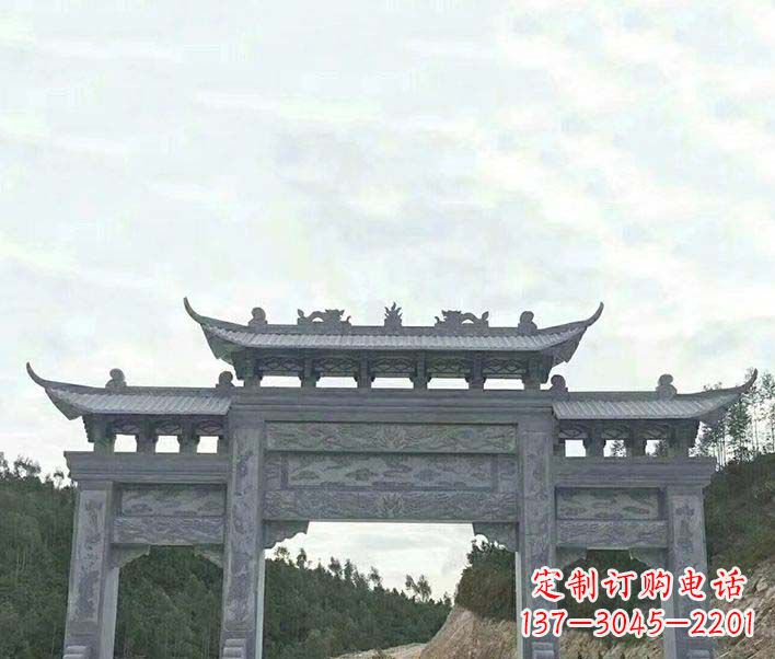 赣州园林仿古三门石牌坊景观石雕