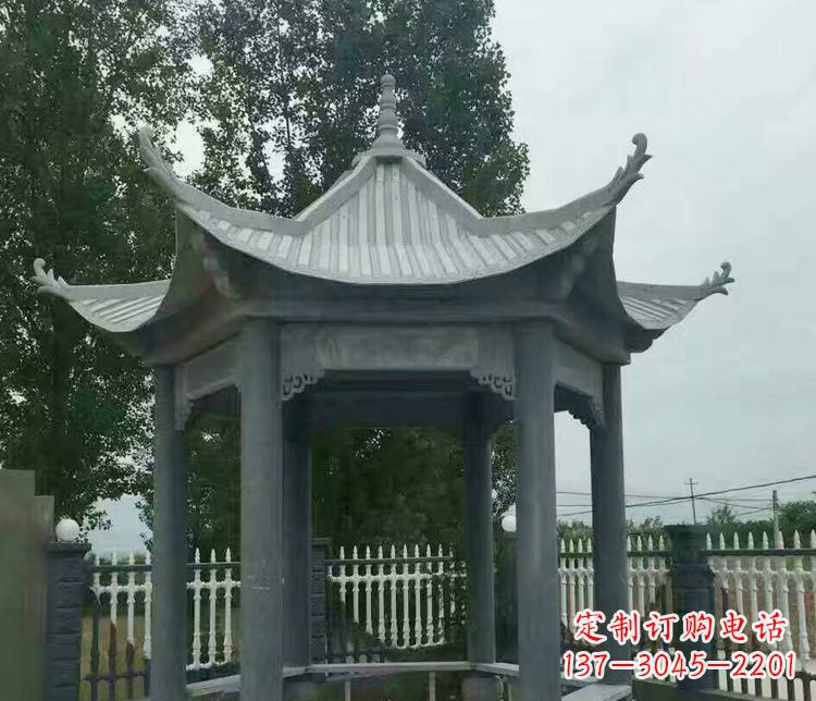 赣州园林仿古石凉亭景观石雕 (2)