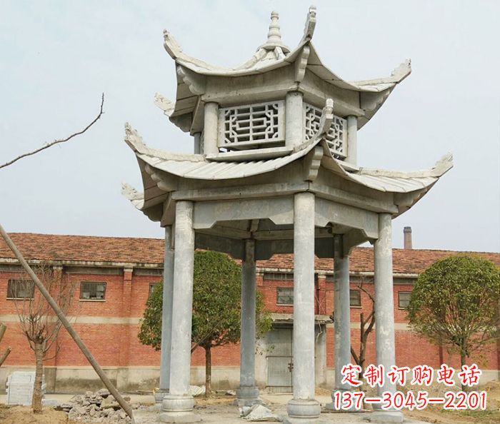 赣州园林仿古双层石雕凉亭 (2)