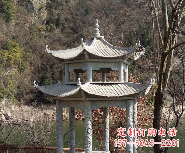 赣州园林仿古双层石雕凉亭
