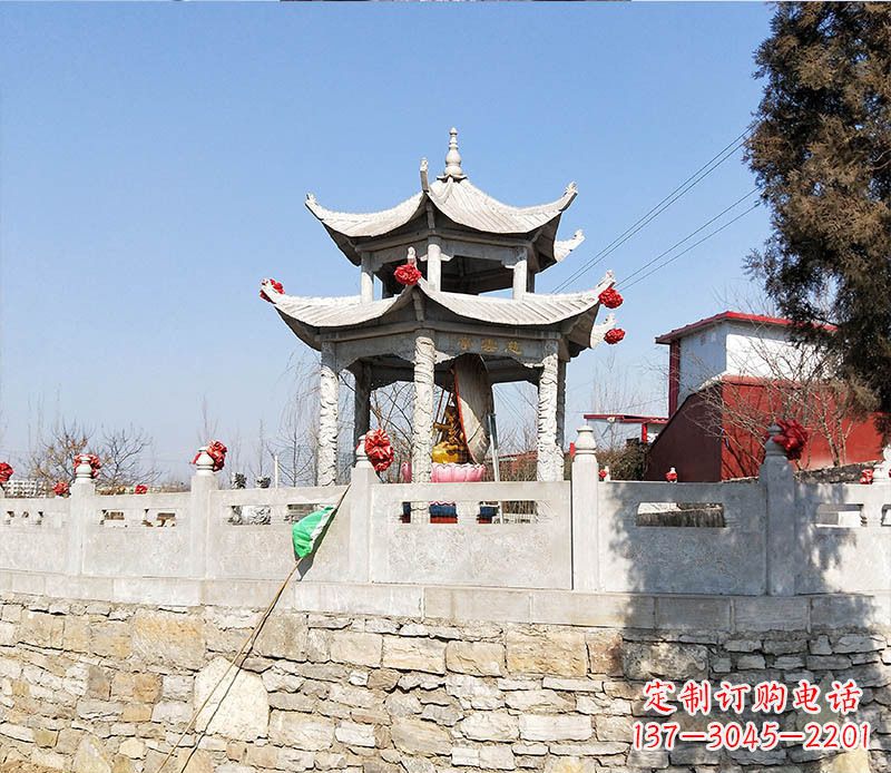 赣州园林仿古双层石凉亭景观石雕 (3)