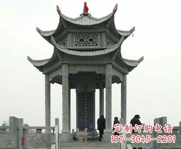 赣州园林仿古双层石凉亭景观石雕