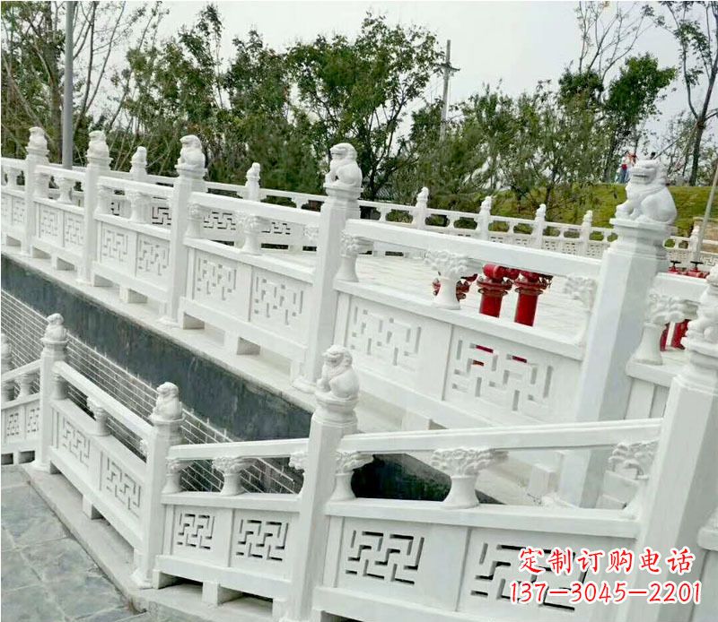 赣州园林汉白玉栏板景观石雕 (2)